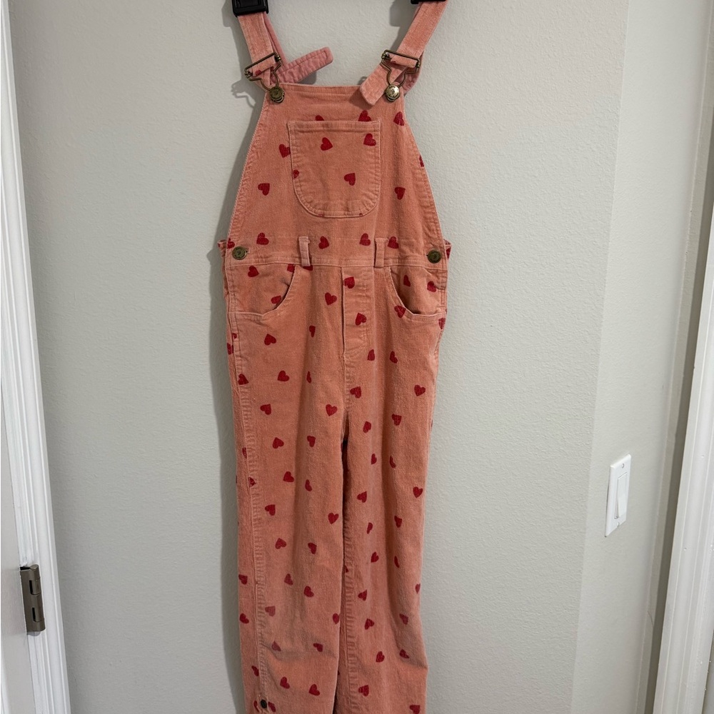 Heart Patterned Pink Overalls